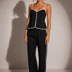 Contrast Trim Peplum Lounge Set