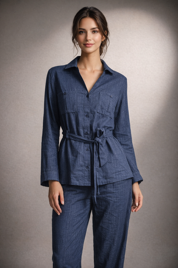 Relaxed Tailored Belted Shirt & Trousers Set