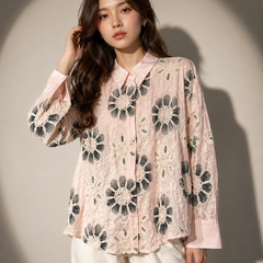 Floral Embroidered Sheer Shirt