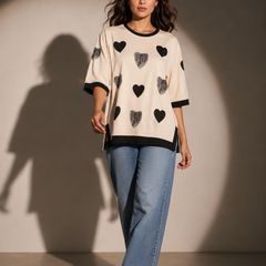 Heart Print Relaxed Fit T-Shirt