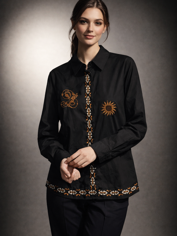 Embroidered Motif Structured Shirt