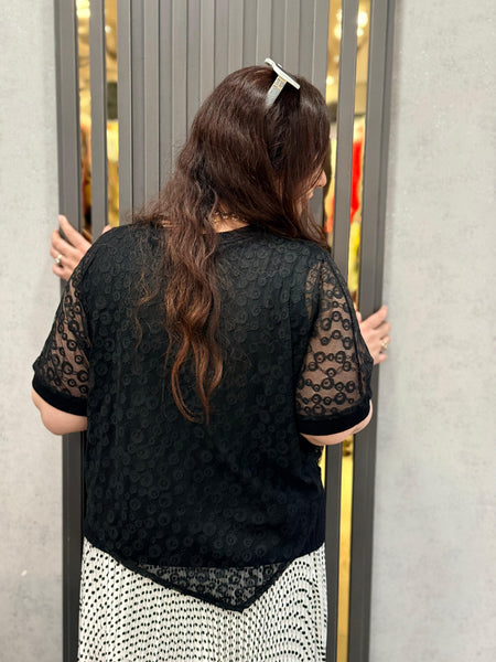 Sheer Lace Overlay Top
