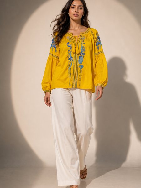 Embroidered Peasant Blouse