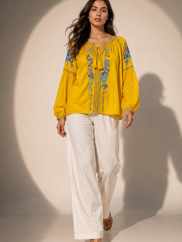 Embroidered Peasant Blouse
