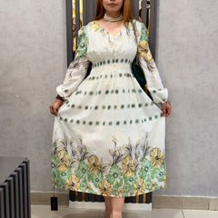 FLORAL BORDER MIDI DRESS