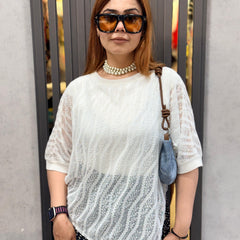 Sheer Lace Overlay Top