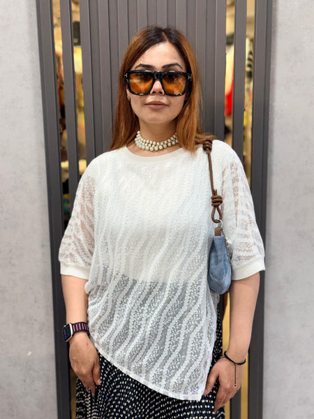 Sheer Lace Overlay Top