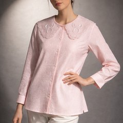 Textured Shirt with Embroidered Collar