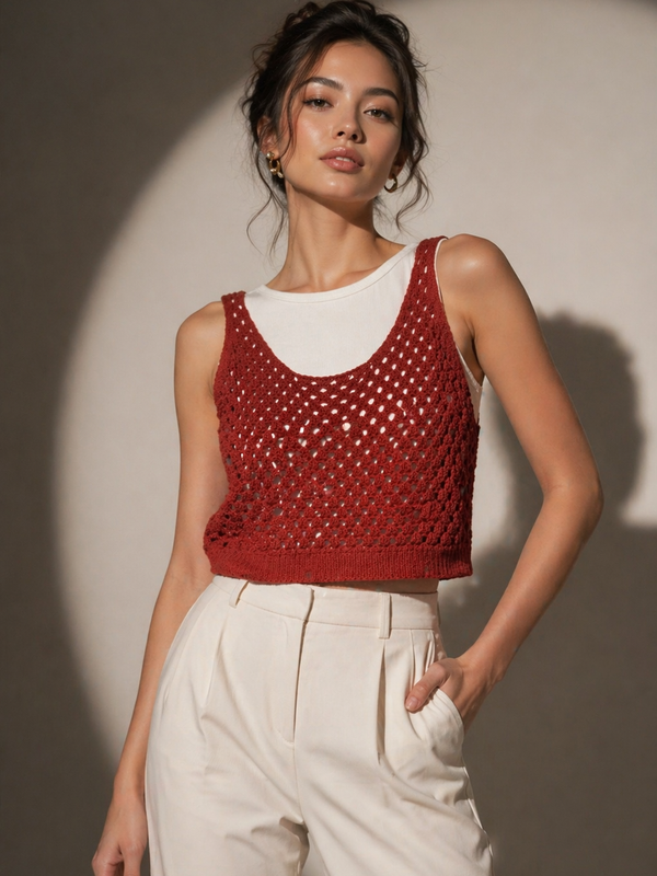 Open Knit Sleeveless Top