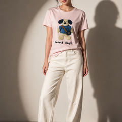 Textured Puppy Graphic T-Shirt