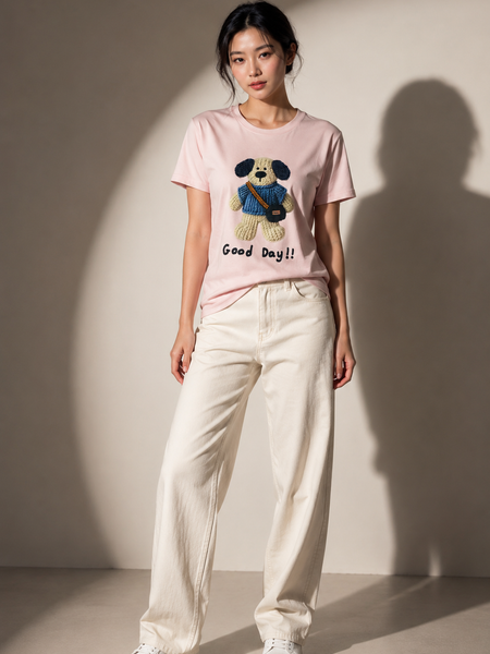 Textured Puppy Graphic T-Shirt