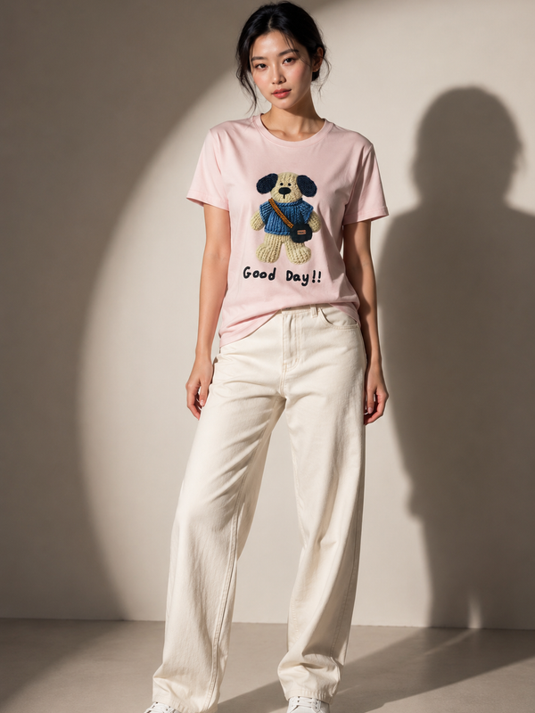Textured Puppy Graphic T-Shirt