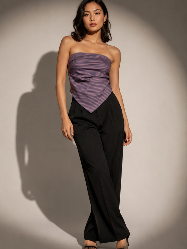Asymmetric Strapless Drape Top