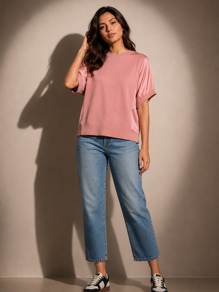 Embellished Knit Panel Top