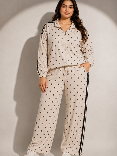Polka Dot Zip-Up Co-Ord Set
