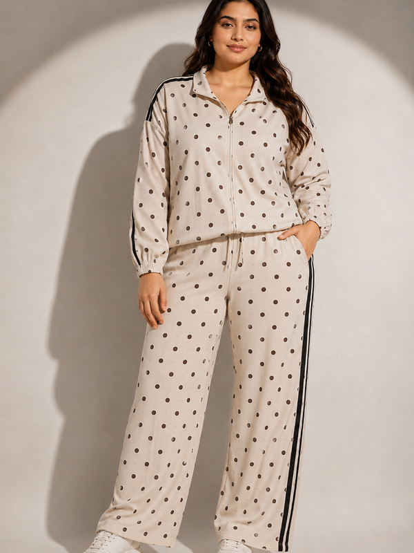 Polka Dot Zip-Up Co-Ord Set
