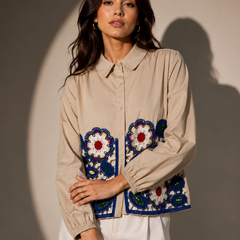 Floral Lace-Panel Shirt