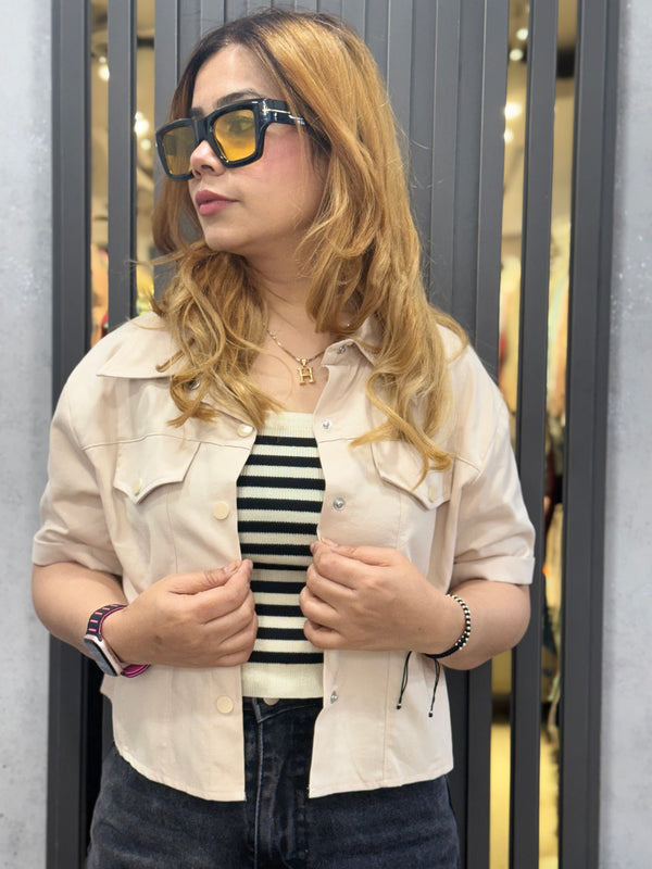 Cropped Jacket With Inner Top For Summers