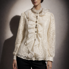 Ruffled Lace Detail Shirt