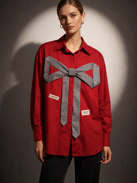 Statement Bow Detail Poplin Shirt