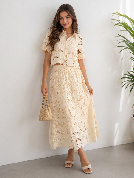 Broderie Anglaise Shirt & Maxi Skirt top