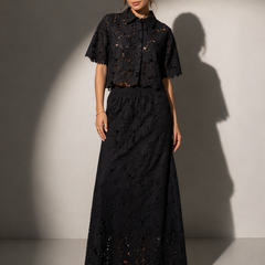 Broderie Anglaise Shirt & Maxi Skirt top