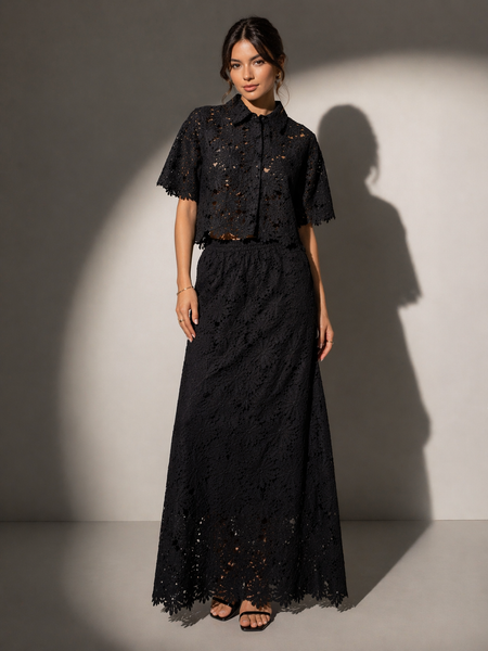 Broderie Anglaise Shirt & Maxi Skirt top
