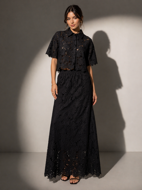 Broderie Anglaise Shirt & Maxi Skirt top