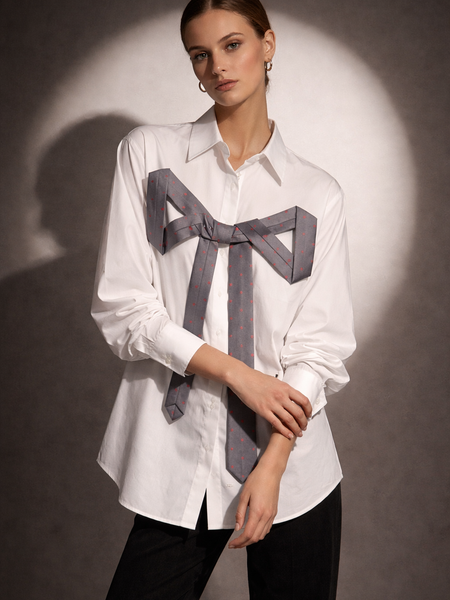 Statement Bow Detail Poplin Shirt