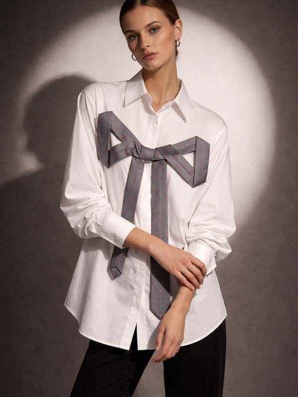 Statement Bow Detail Poplin Shirt