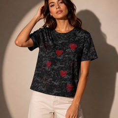 Heart Motif Printed T-Shirt