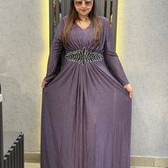 Embellished Waist Detail Flowing Maxi Dress