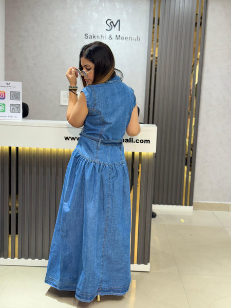 Sleeveless Denim Shirt Dress