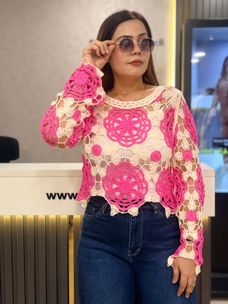 Crochet Openwork Knit Top