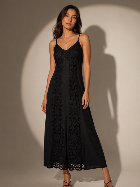Lace Panel Midi Dress