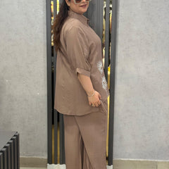 Floral Embroidered Relaxed Shirt and Bermuda Set