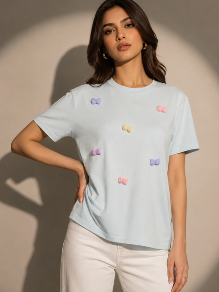 Floral Bow Relaxed Fit T-Shirt
