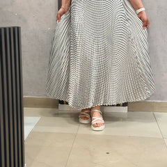 Pleated Printed Maxi Skirt