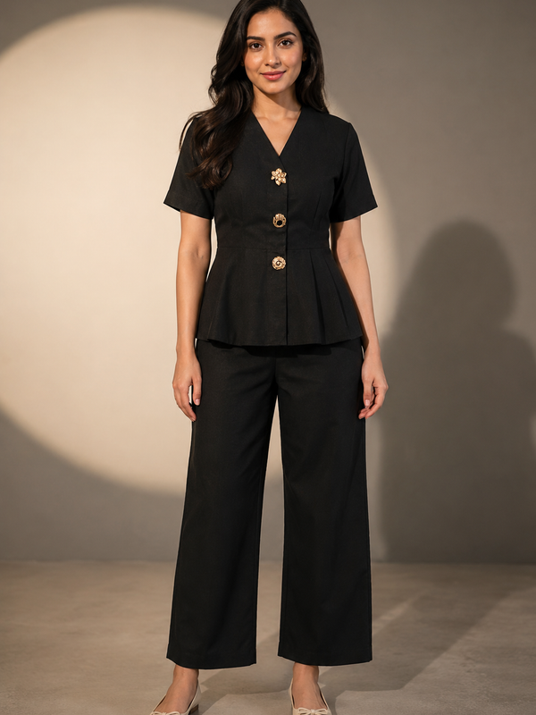 Pleated Peplum Co-Ord Set