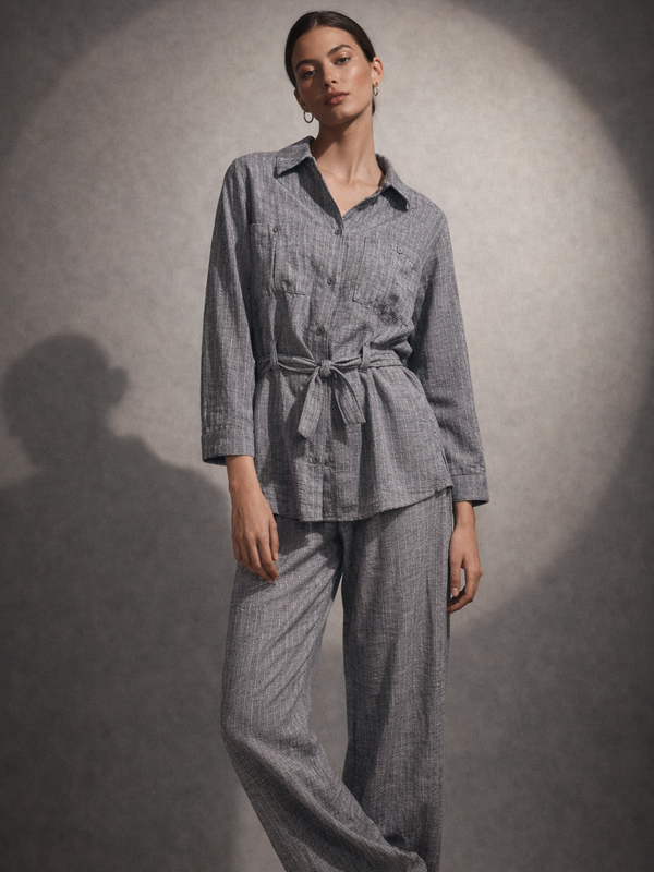 Relaxed Tailored Belted Shirt & Trousers Set
