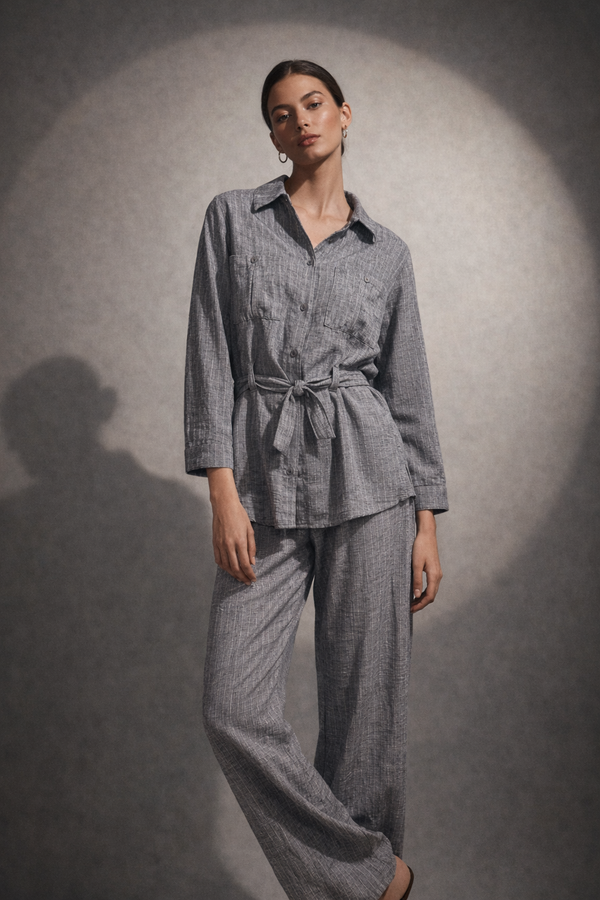 Relaxed Tailored Belted Shirt & Trousers Set