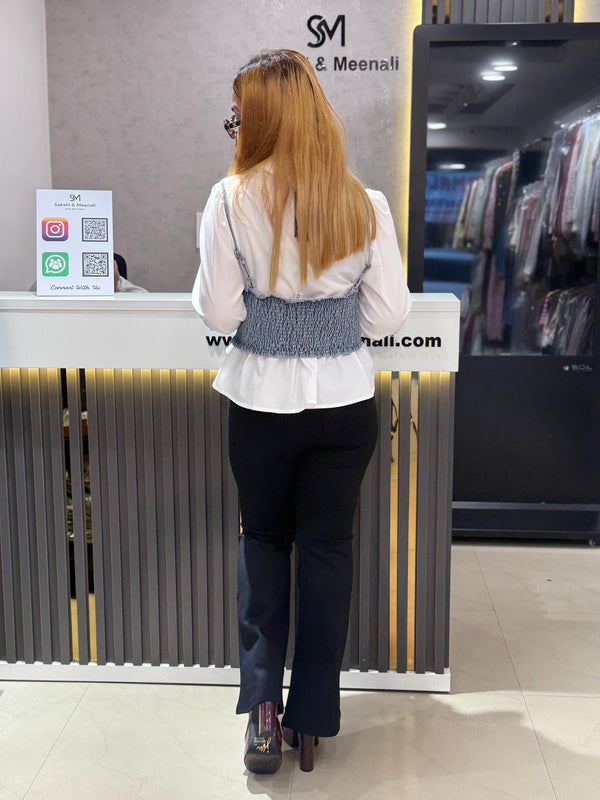 Structured Denim Layered Top