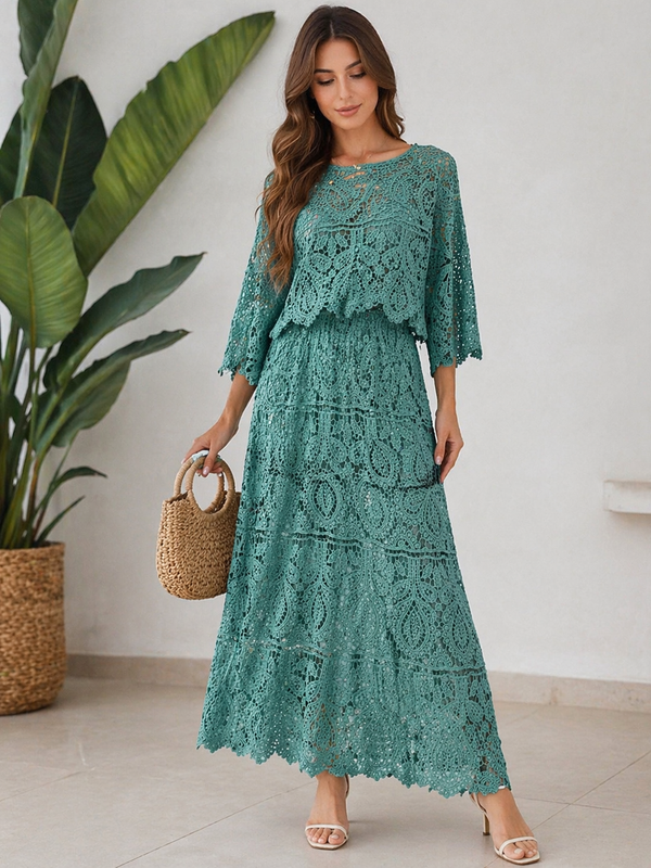 Lace Layered skirt top with Fluid Silhouette