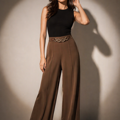 Fluid Wide-Leg Trousers with Statement Belt