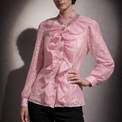 Ruffled Lace Detail Shirt