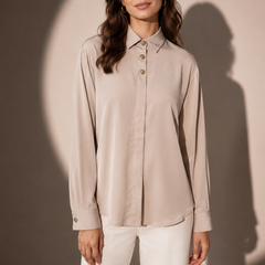 Satin Shirt with Statement Button Detail