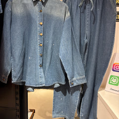 Relaxed Denim Shirt & Drawstring Trouser Set