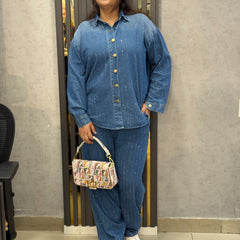 Relaxed Denim Shirt & Drawstring Trouser Set