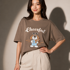 Cheerful Bear Graphic Oversized T-Shirt