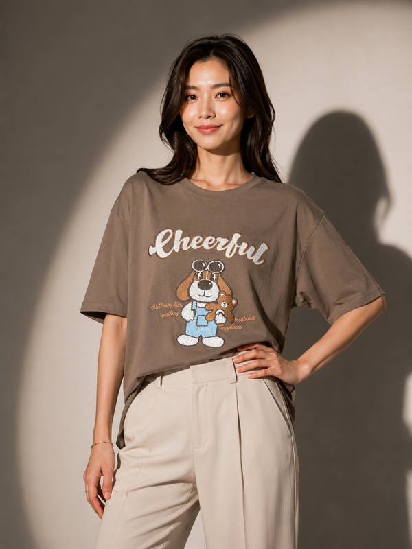 Cheerful Bear Graphic Oversized T-Shirt